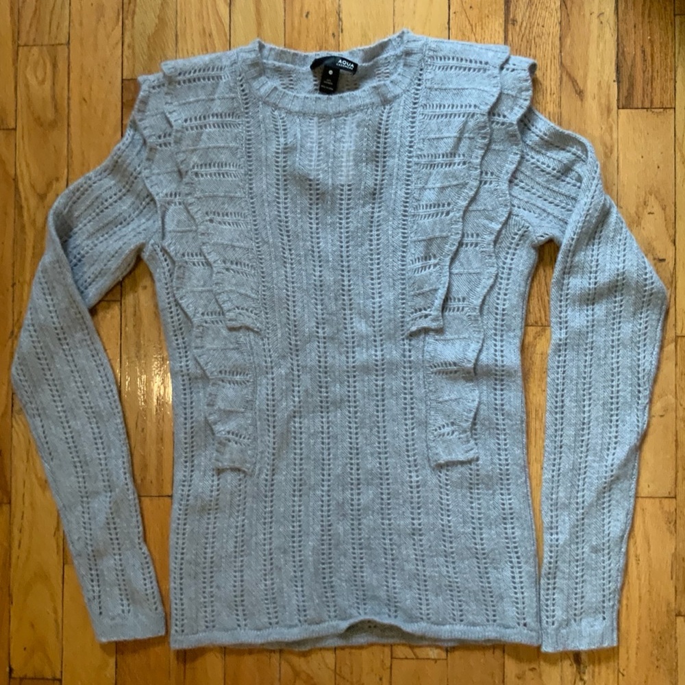 Aqua cashmere ruffle sweater NWT